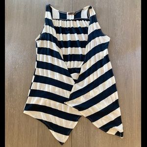 🧡 Cream and navy sleeveless cardigan from M Usa, size M